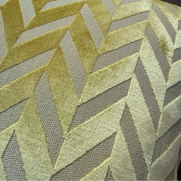 Celebrity Home Luxury Down Filled Yellow Chevron Velvet Pillow - Picture 2 of 5